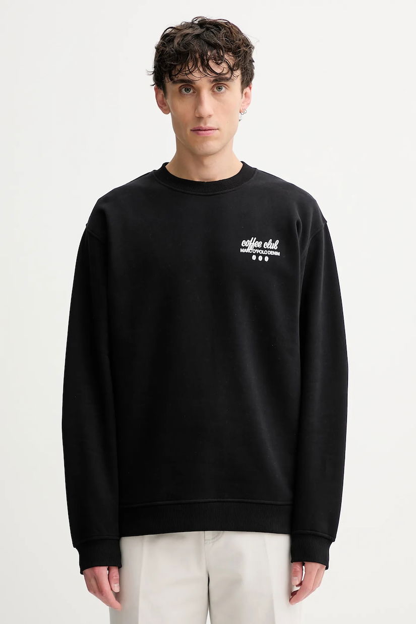 Marc O'Polo hanorac de bumbac culoarea negru, cu imprimeu, 5000007320