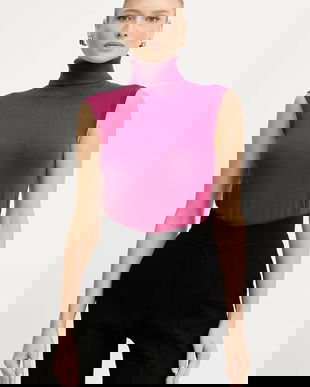 Silvian Heach vestă WARMI culoarea roz, light, cu guler, GPA25037LU