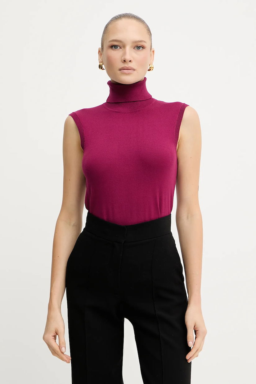Silvian Heach vestă WARMI culoarea roz, light, cu guler, GPA25037LU