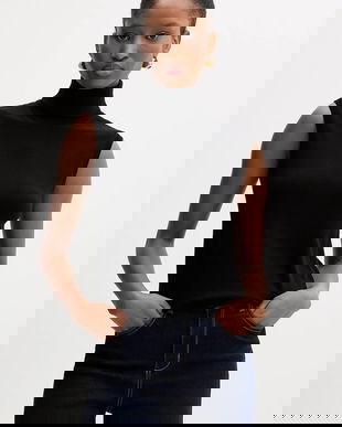 Silvian Heach vestă WARMI culoarea negru, light, cu guler, GPA25037LU