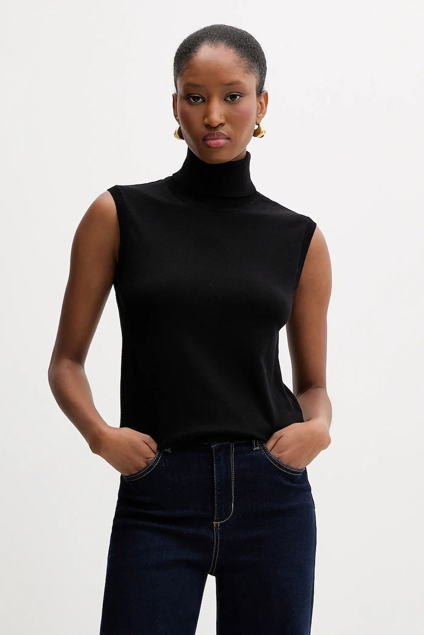 Silvian Heach vestă WARMI culoarea negru, light, cu guler, GPA25037LU