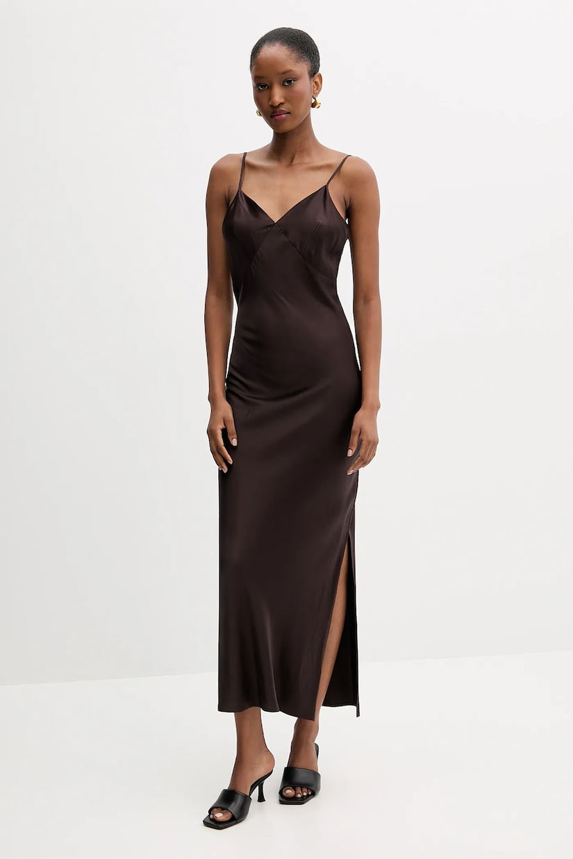 Silvian Heach rochie MAPHANE culoarea maro, maxi, drept, GPA25532VE