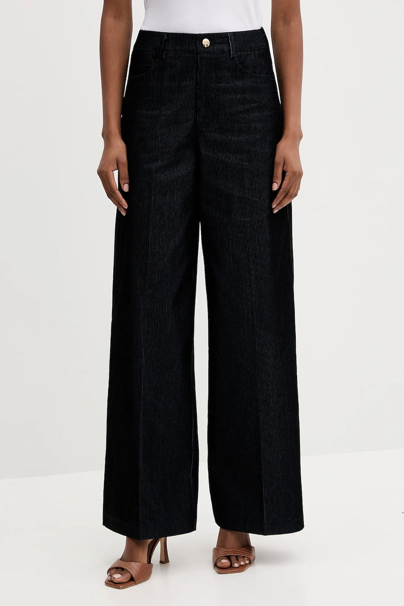 Silvian Heach pantaloni de catifea cord ARBILLA culoarea bleumarin, drept, high waist, GPA25346PA