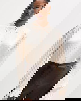 Silvian Heach cămașă BOTHA culoarea bej, cu guler clasic, relaxed, GPA25318CA