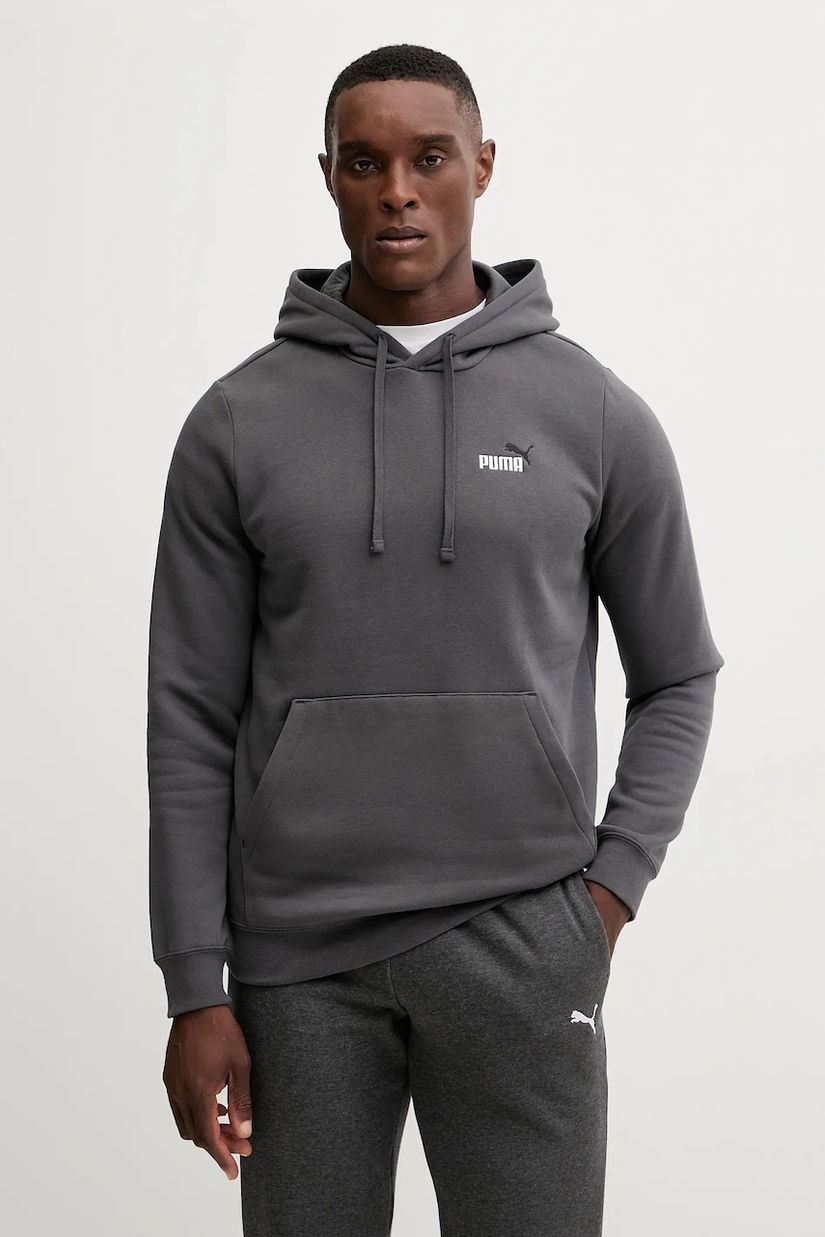 Puma bluză culoarea gri, cu glugă, cu imprimeu, 684718
