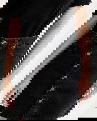 Levi's fusta jeans culoarea negru, mini, evazati, 003RO