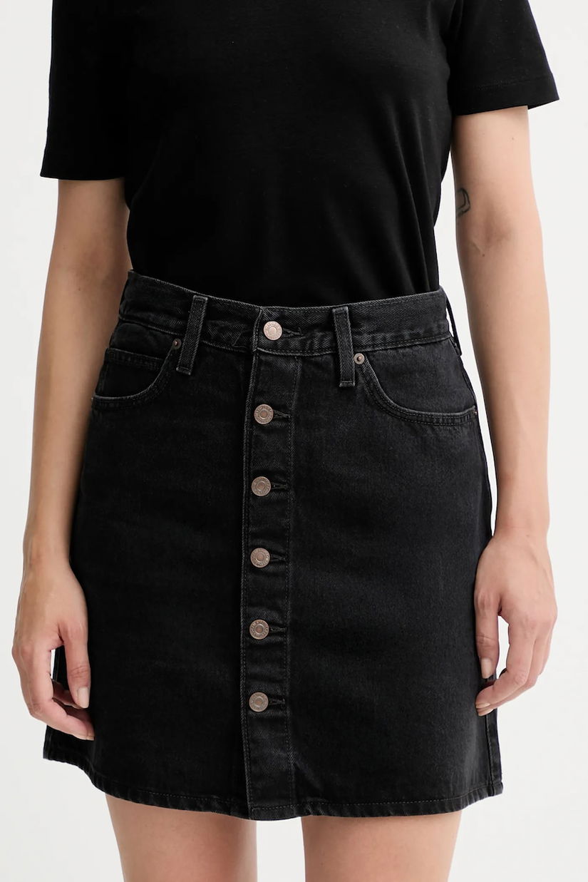 Levi's fusta jeans culoarea negru, mini, evazati, 003RO