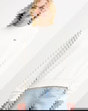 Lacoste hanorac de bumbac culoarea bej, neted, SF5270