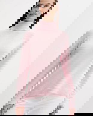 United Colors of Benetton pulover din amestec de lână culoarea roz, light, cu guler, 1035D2551