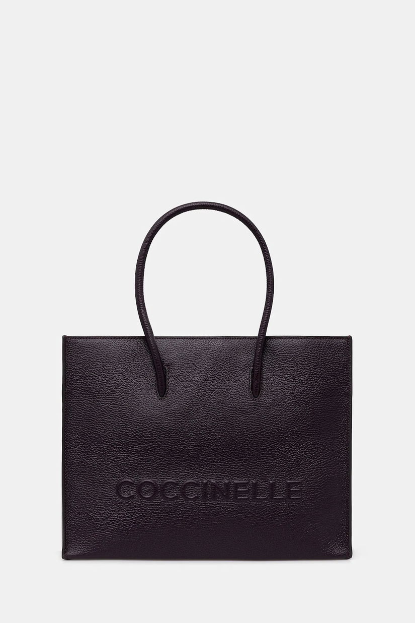 Coccinelle poșetă de piele COCCINELLEMYRTHA MAXI LOG culoarea negru, E1 QBB 18 02 01