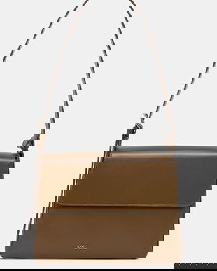 A.P.C. poșetă de piele sac virginie flap culoarea maro, PXBRU.F61924