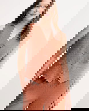 United Colors of Benetton vestă de in culoarea bej, un singur rand de nasturi