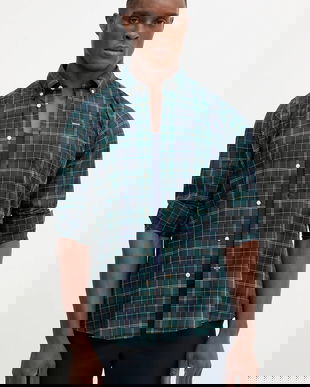 Barbour camasa din bumbac culoarea maro, cu guler button-down, slim