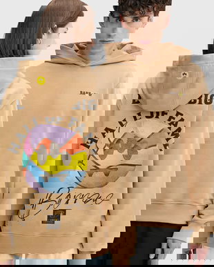 Barrow hanorac de bumbac culoarea bej, cu glugă, cu imprimeu, F5BWUAHS126