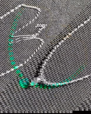 Colier argint onix verde ombre degrade gradient brioleta lant argint minimalist boho chic trendy cadou - Transport gratuit