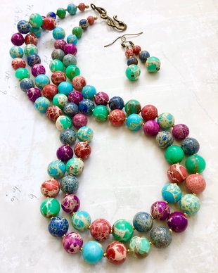 Colier lung dublu regalit colorat