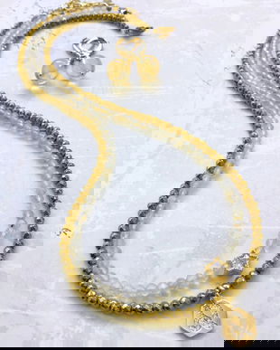 Set Coliere CHOKER citrin & hematite aurii