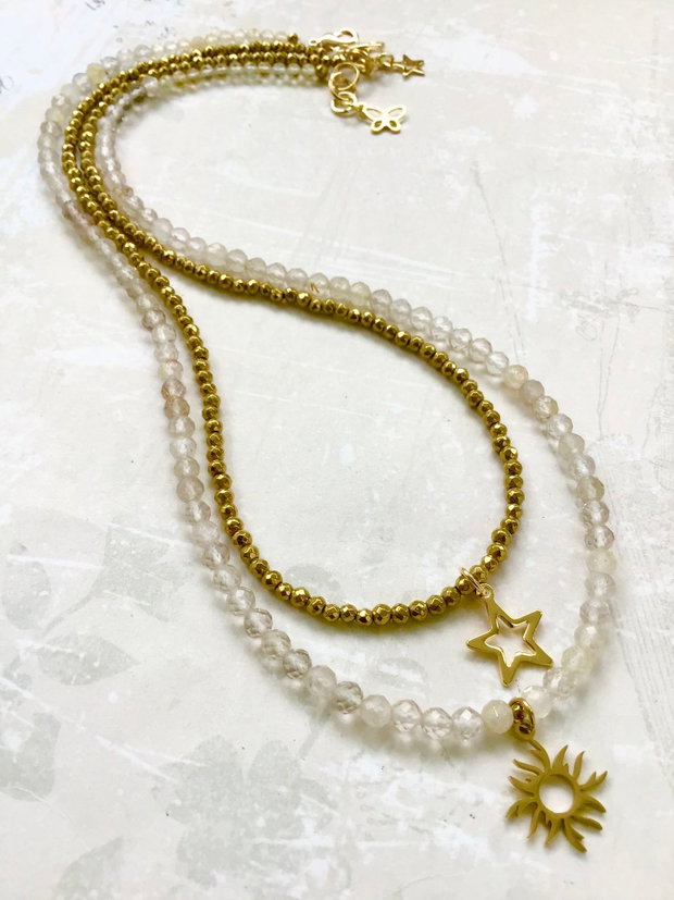 Set Coliere CHOKER citrin & hematite aurii