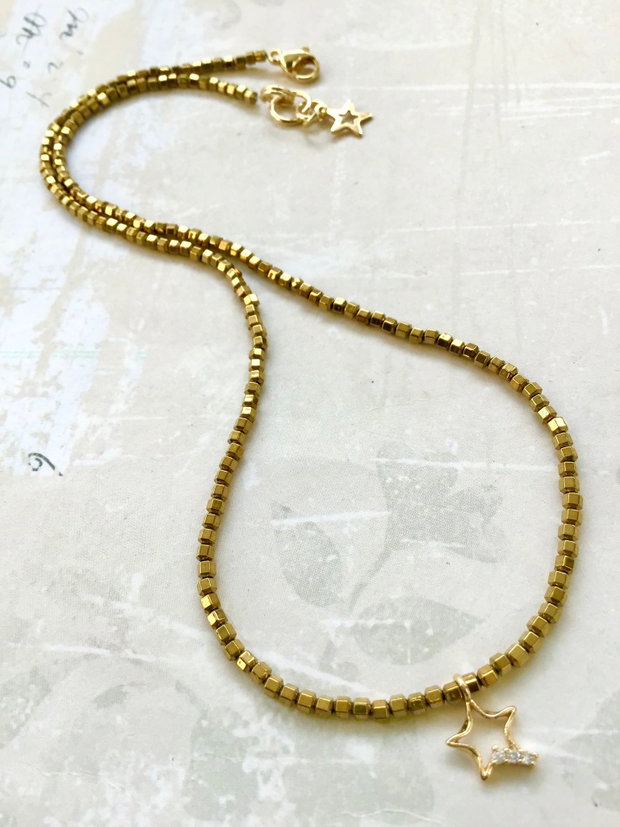 Set Coliere CHOKER citrin & hematite aurii