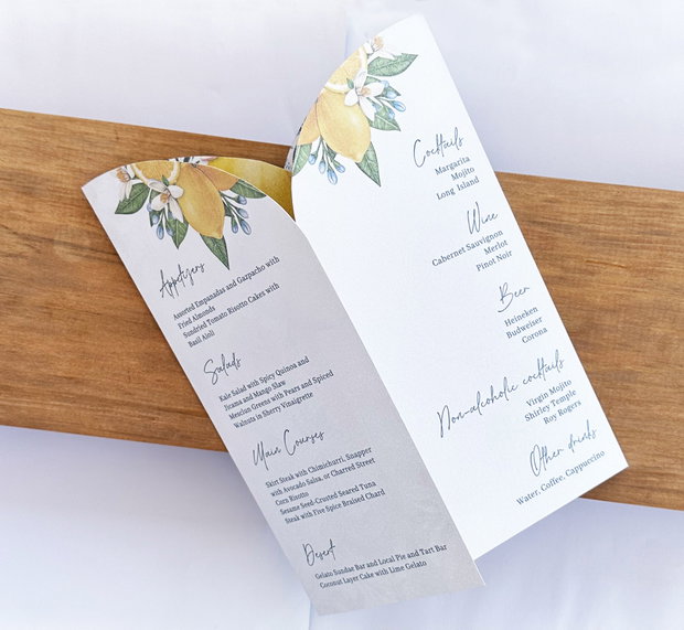 Meniu nunta stil Italian Wedding