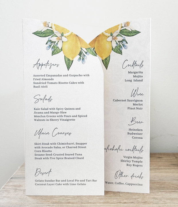 Meniu nunta stil Italian Wedding