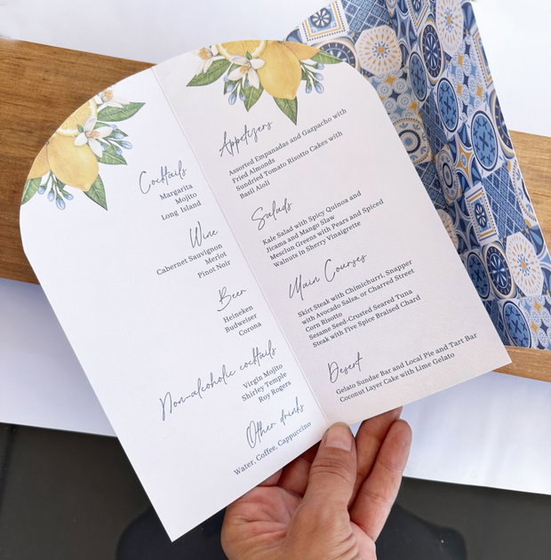 Meniu nunta stil Italian Wedding