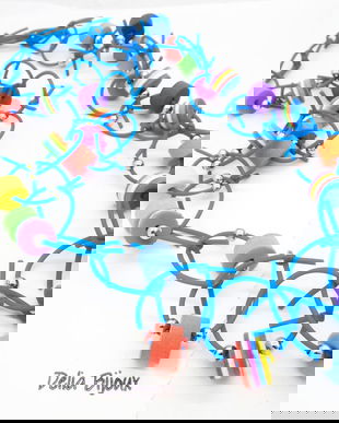 Colier statement unicat multicolor din silicon si foamiran (cod1277)