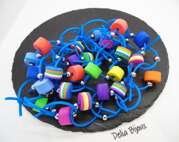 Colier statement unicat multicolor din silicon si foamiran (cod1277)