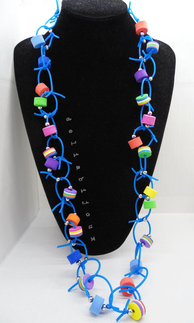 Colier statement unicat multicolor din silicon si foamiran (cod1277)