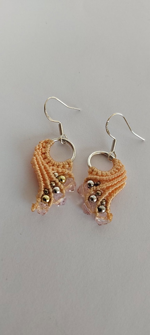 Cercei unicat , cercei boho, cercei din macrame, cercei cu cristale swarovski