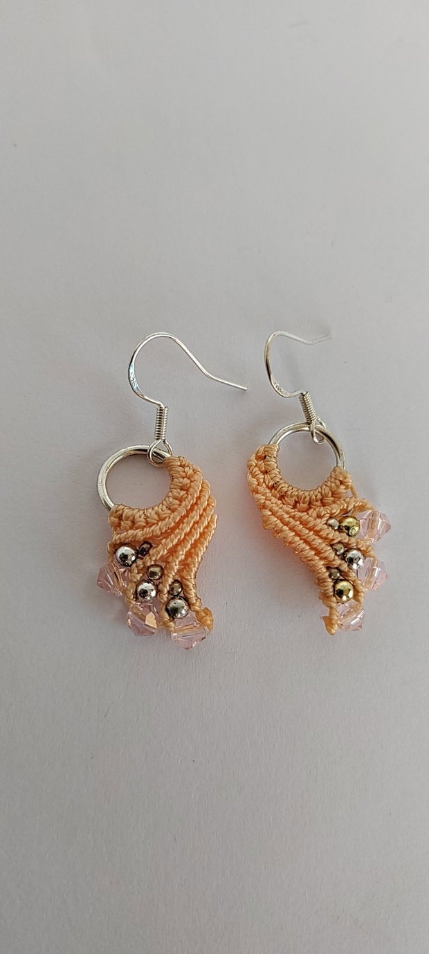 Cercei unicat , cercei boho, cercei din macrame, cercei cu cristale swarovski