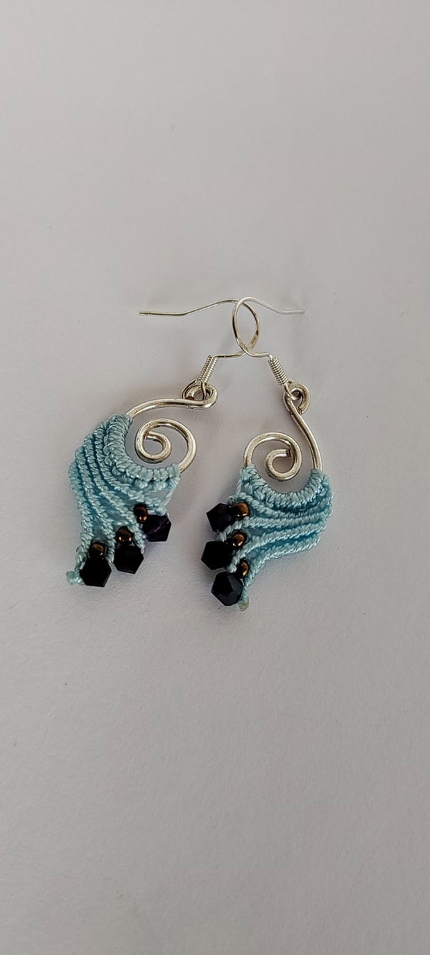 Cercei unicat , cercei boho , cercei din macrame , cercei cu swarovski.