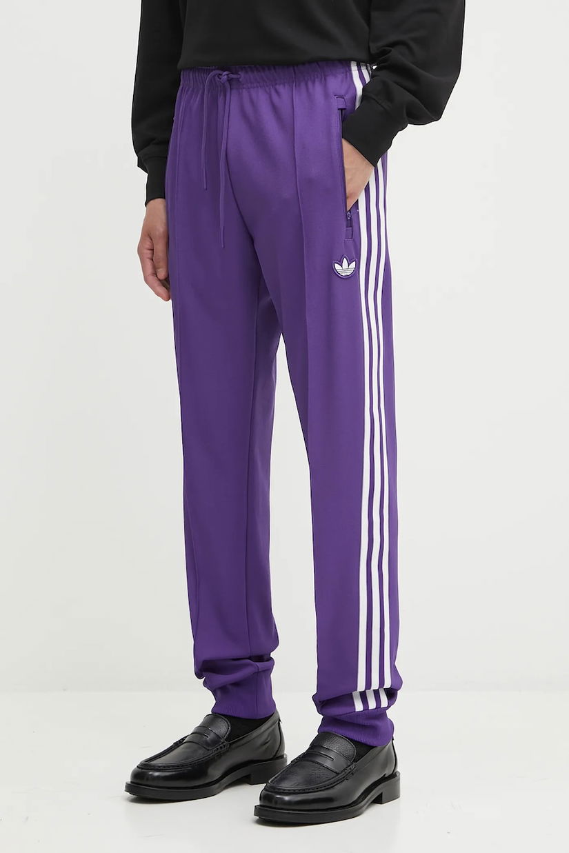 adidas Originals pantaloni de trening REAL ICON TP culoarea violet, cu imprimeu, JF2579