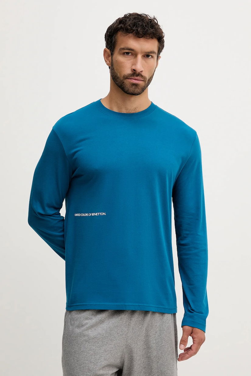 United Colors of Benetton camasa cu maneca lunga din bumbac cu imprimeu, 30964M021