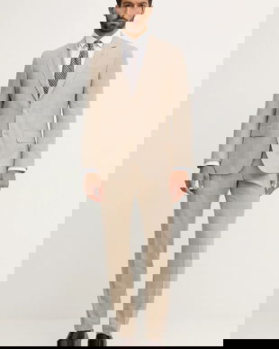 BOSS sacou de lână BECKHAM X BOSS culoarea bej, melanj, 50549196