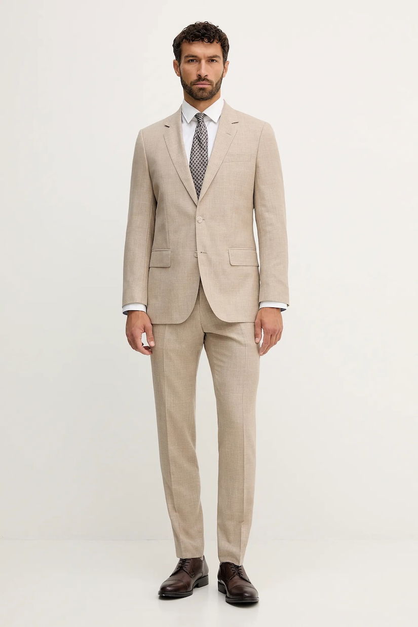 BOSS sacou de lână BECKHAM X BOSS culoarea bej, melanj, 50549196