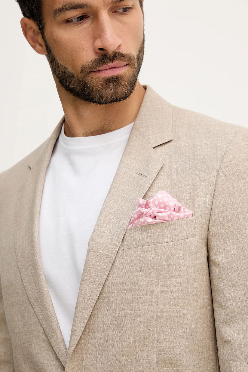 BOSS batistă de buzunar de mătase BECKHAM X BOSS culoarea roz, 50549107