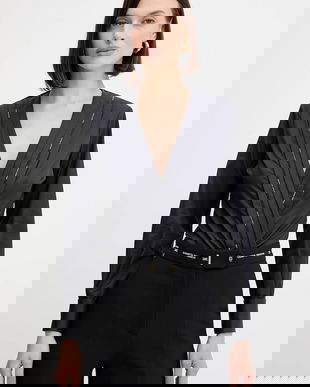 Elisabetta Franchi body din bumbac culoarea bleumarin, uni, CB00256E2