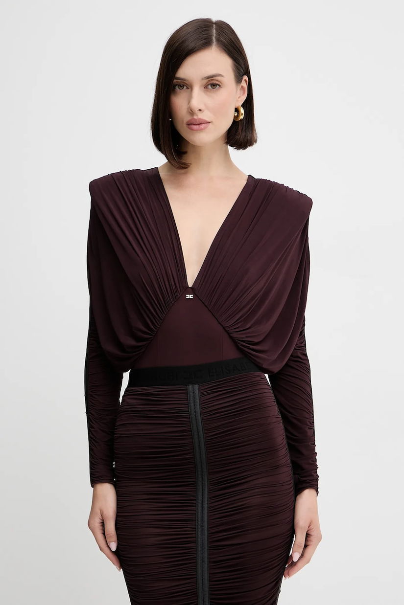 Elisabetta Franchi body culoarea bordo, neted, BO00556E2