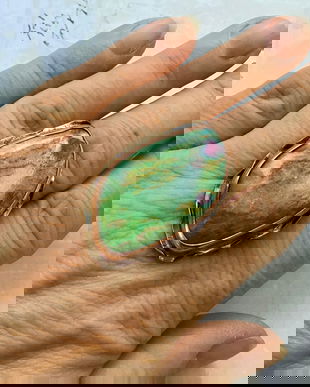 Inel cupru & Rubin in zoisit