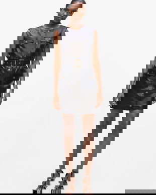 Karl Lagerfeld rochie de piele culoarea negru, mini, mulată, A4W13034