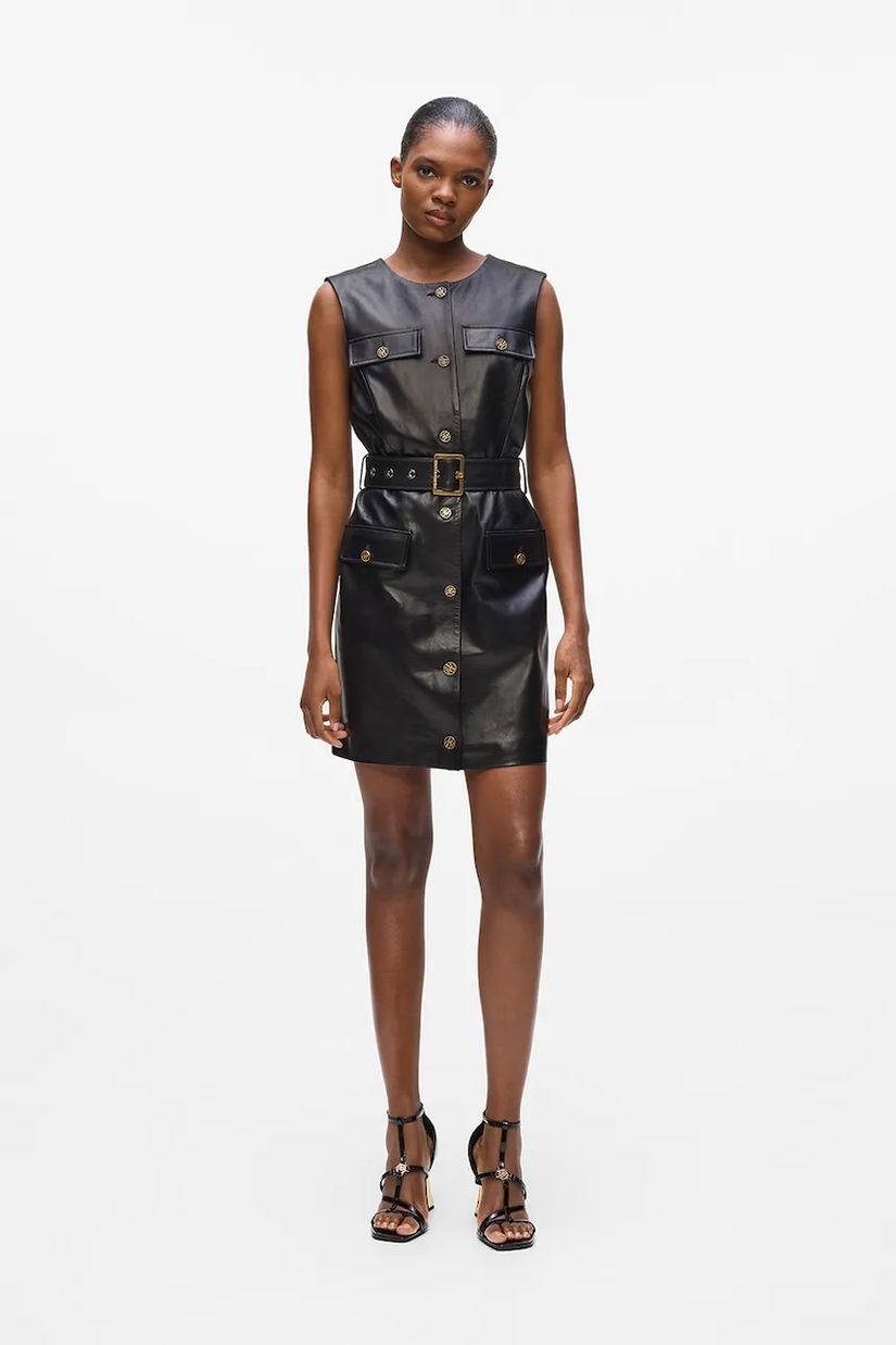 Karl Lagerfeld rochie de piele culoarea negru, mini, mulată, A4W13034