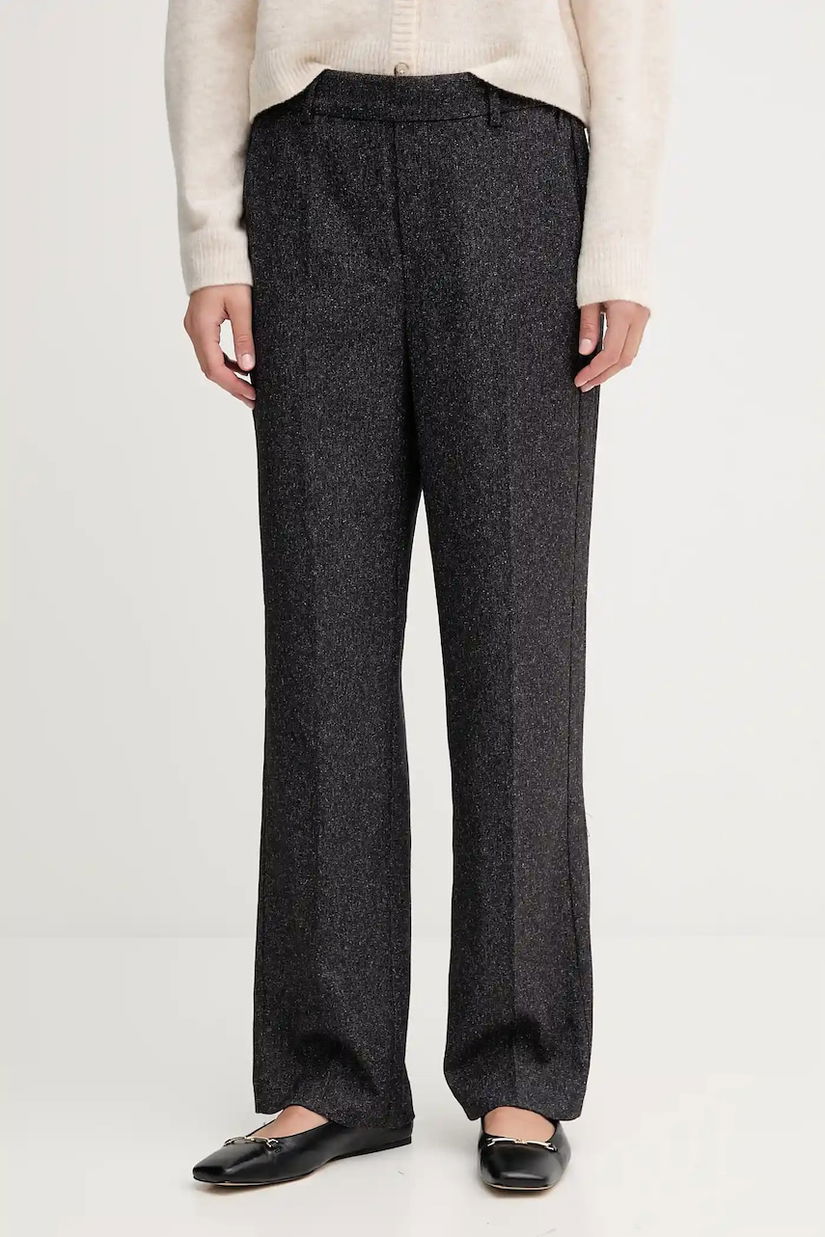 Mos Mosh pantaloni BAI culoarea negru, drept, high waist, 173860