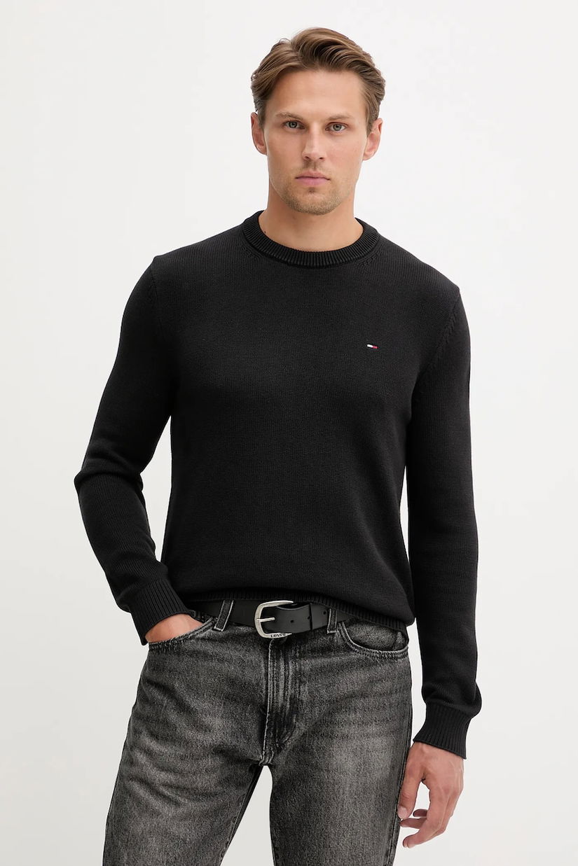 Tommy Jeans pulover de bumbac culoarea negru, light, DM0DM21787