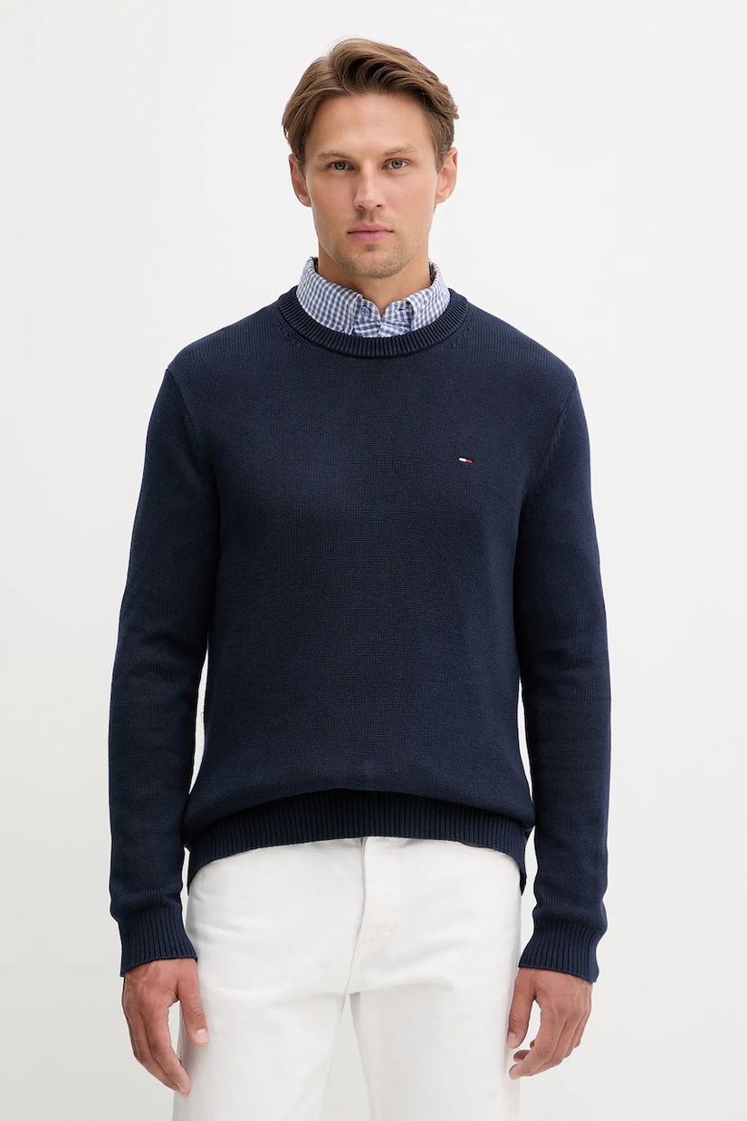 Tommy Jeans pulover de bumbac culoarea bleumarin, light, DM0DM21787