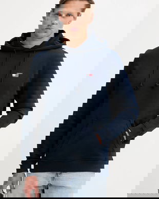 Tommy Jeans hanorac de bumbac bărbați, culoarea bleumarin, DM0DM20258