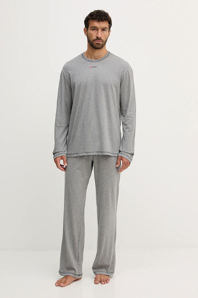 Diesel set de pijama de bumbac SET-NOLAN-D-CORE culoarea gri, cu imprimeu, A19349.0PJBB