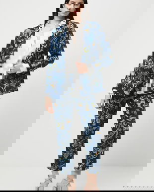 Medicine pantaloni culoarea bleumarin, fason chinos, medium waist