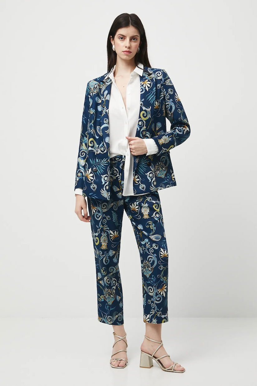 Medicine pantaloni culoarea bleumarin, fason chinos, medium waist