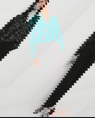 Medicine bluză culoarea verde, cu imprimeu